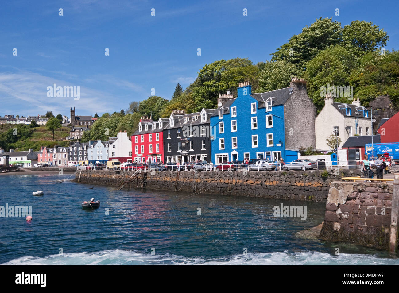 Sea frontage of the small town of Tobermory on the island of Mull in western Scotland Stock Photo