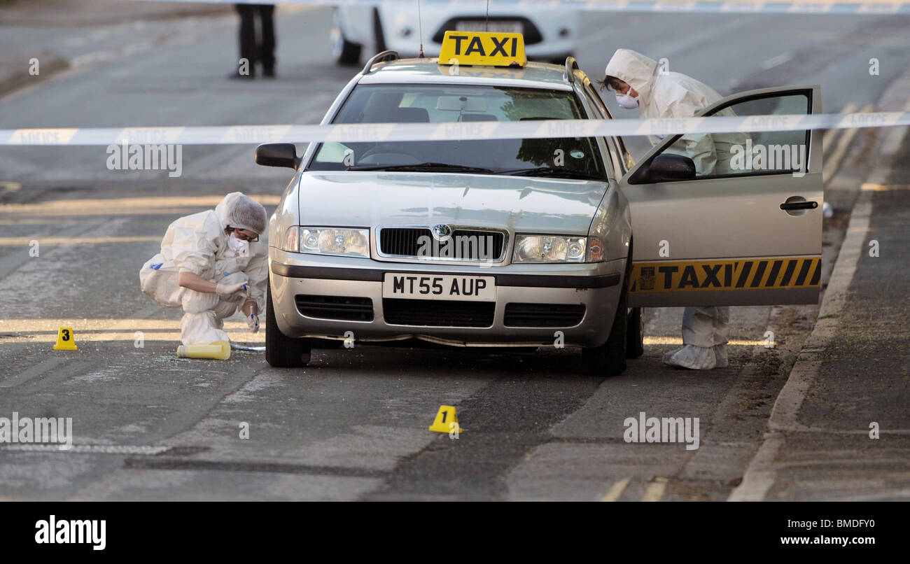 Forensic work on shootings Taxi Whitehaven Cumbria 02.06.10 Stock Photo