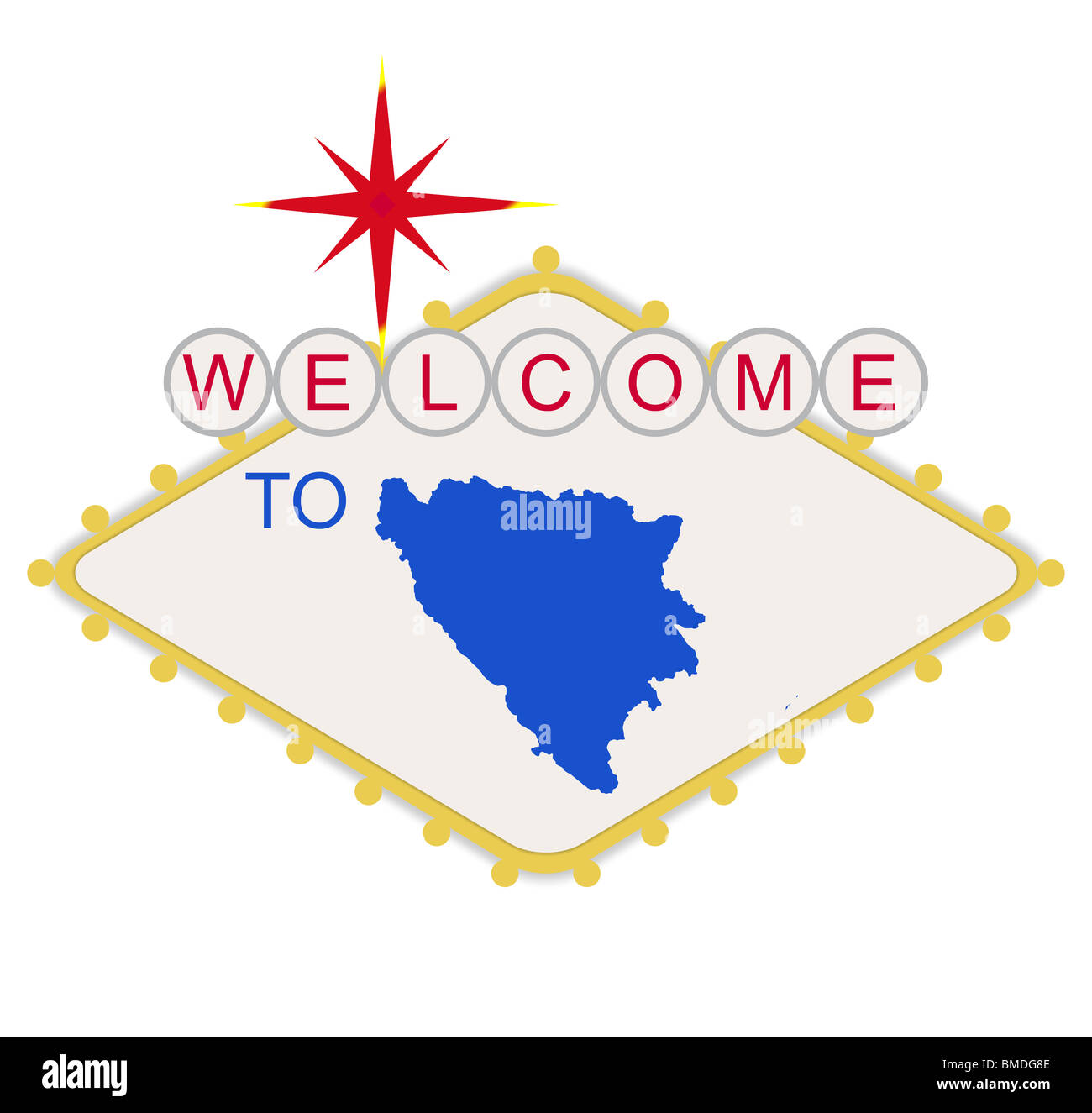 Welcome to Bosnia and Herzegovina sign in style of famous Las Vegas ...