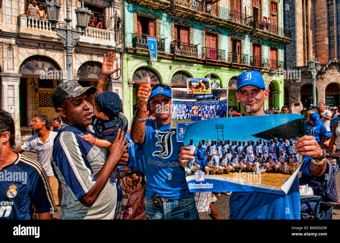 Downtown Havana celebration of the Havana Industriales winning the