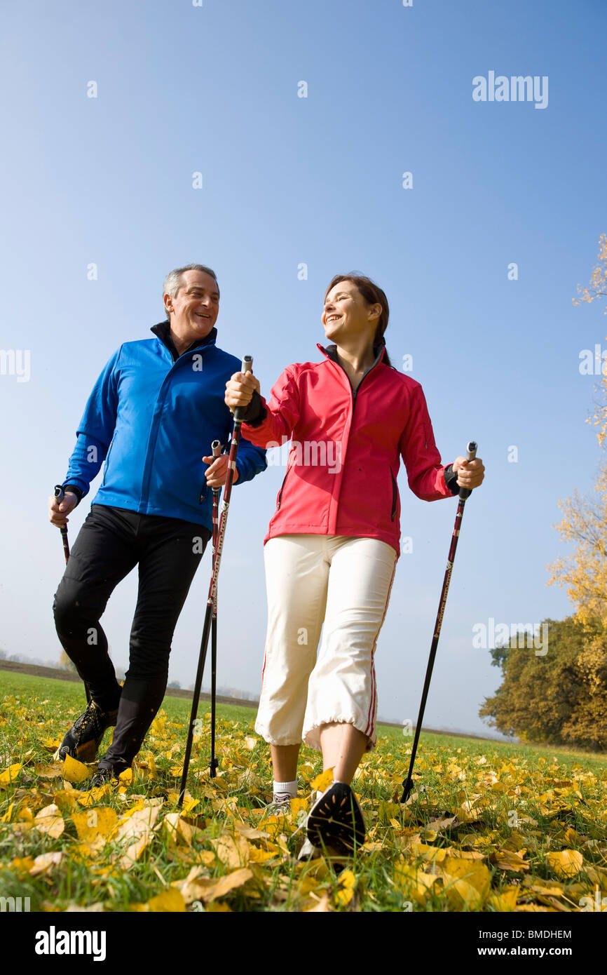 Joyful man woman hiking hi-res stock photography and images - Alamy