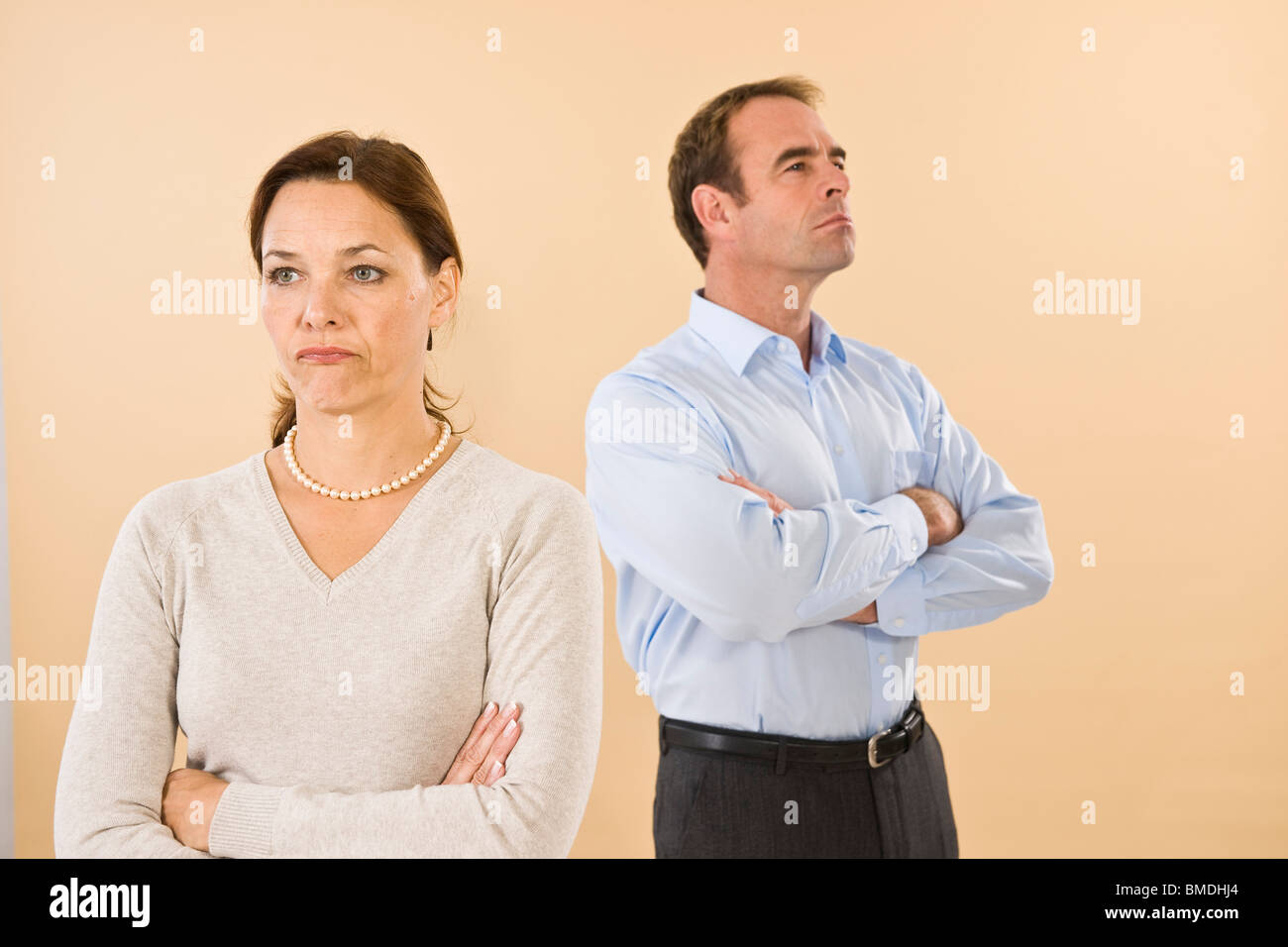 Angry Couple in Studio Stock Photo