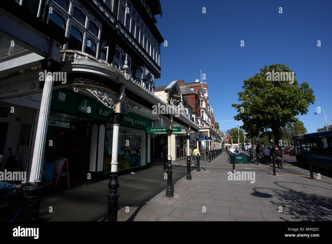 renovated victorian verandas and pavement lord street southport merseyside england uk Stock Photo