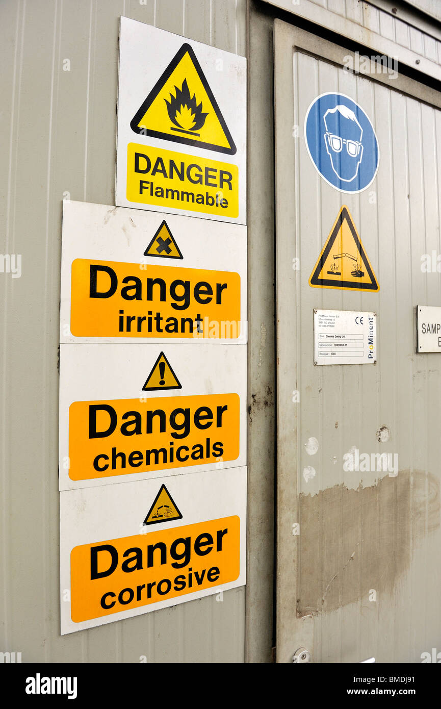 Warning Signs Danger Flammable Corrosive Irritant Stock Photo Alamy
