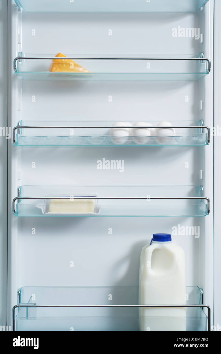 Fridge with Eggs and Dairy Products Stock Photo Alamy