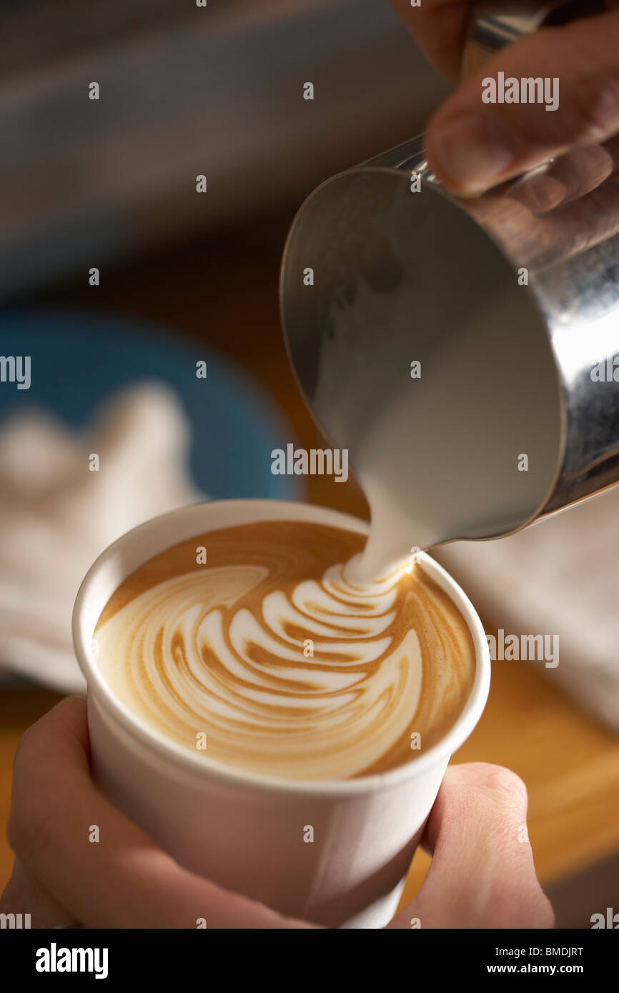Making a Latte Stock Photo