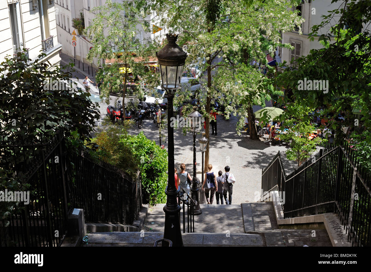 Stairs rue Maurice Utrillo street on the Butte Montmartre, Paris, France Stock Photo