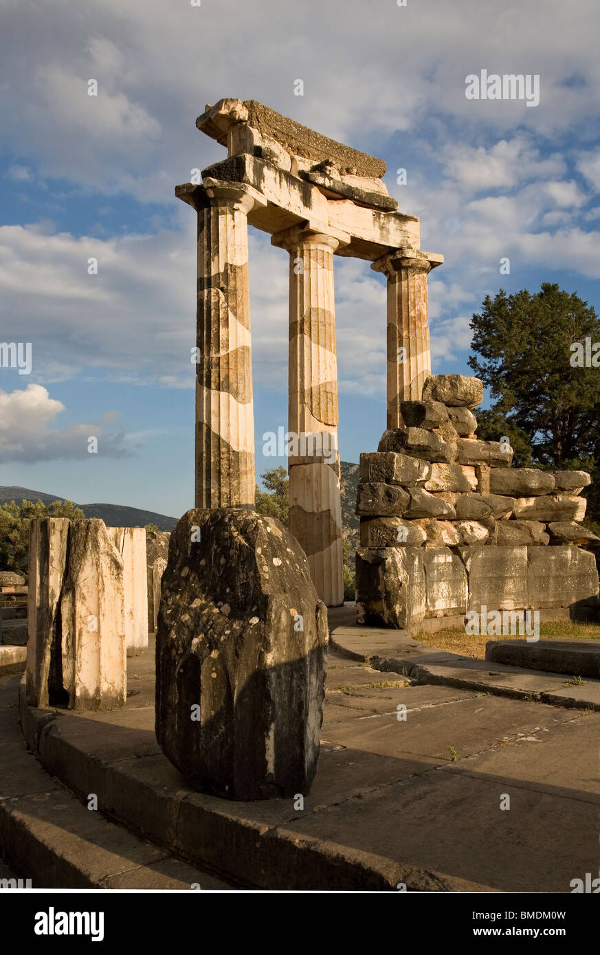 The Sanctuary of Athena Pronaia in Delphi in Greece Stock Photo