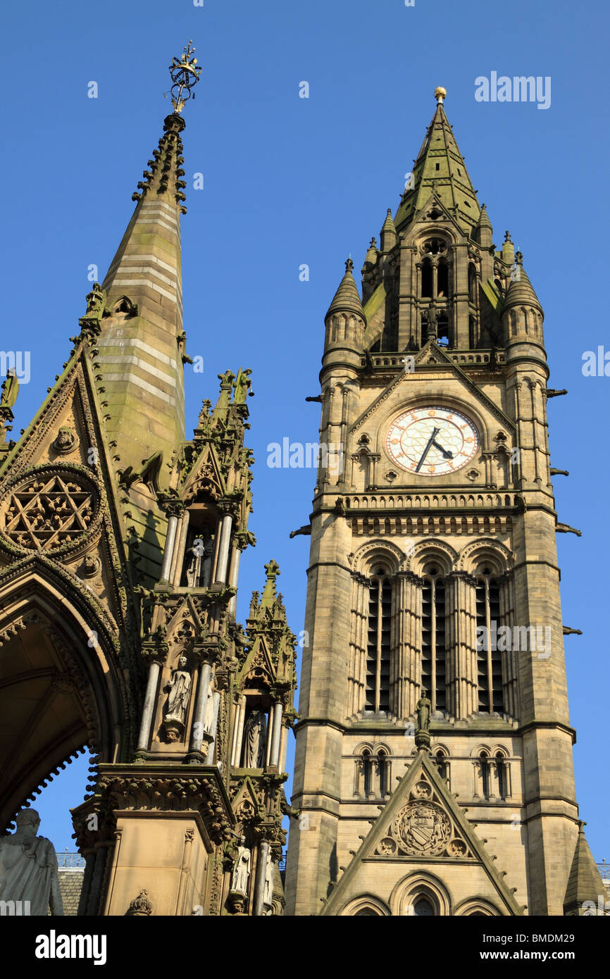 Manchester's imposing Victorian Town Hall Building, Greater Manchester, Lancashire, England Stock Photo