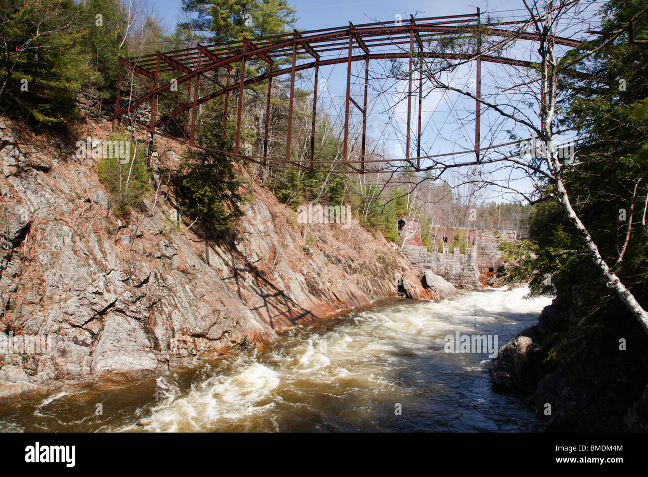 Remnants of the “Pumpkin Seed Bridge” at Livermore Falls in Campton