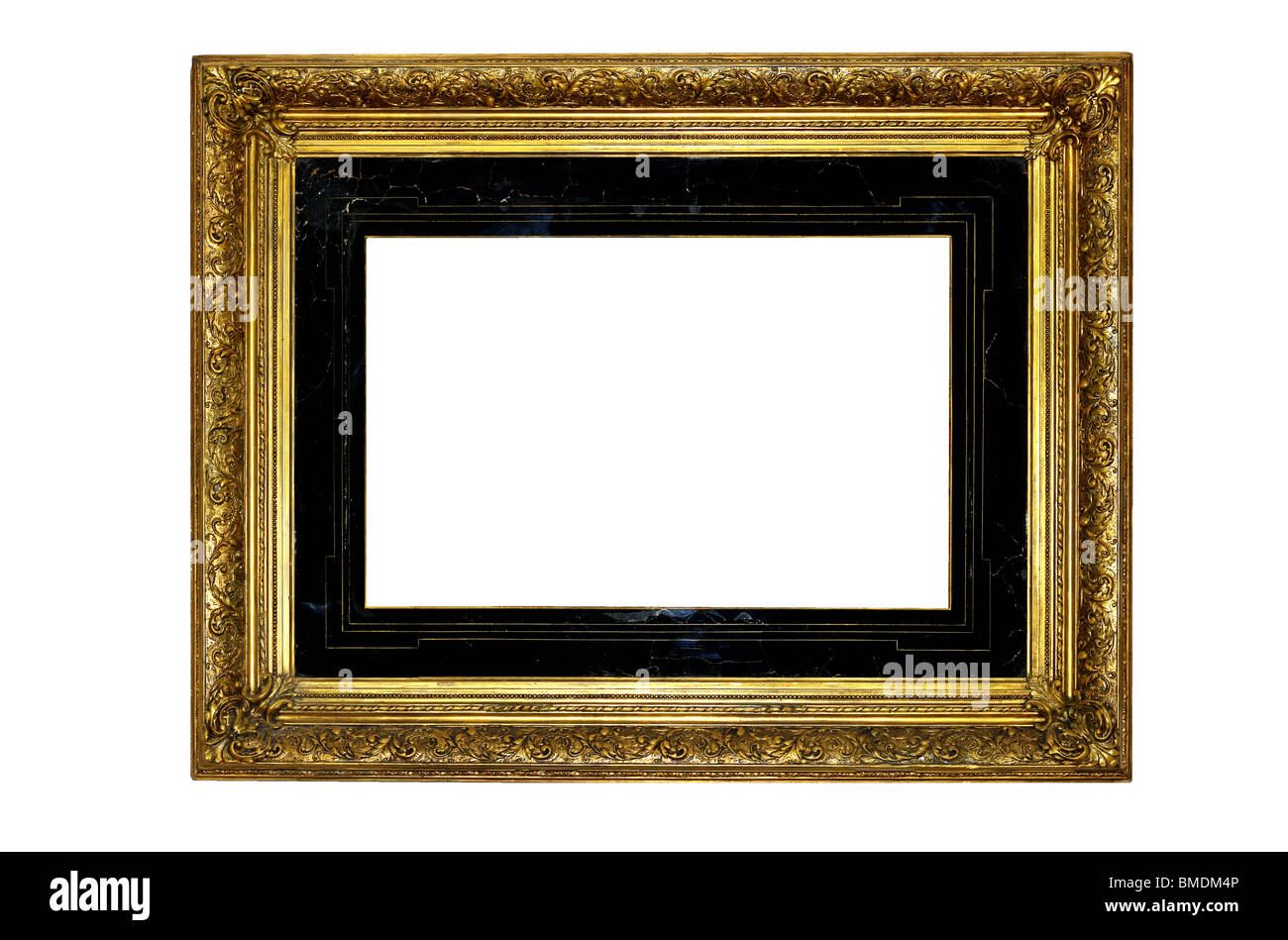 Gold picture frame in the Renaissance style. Stock Photo