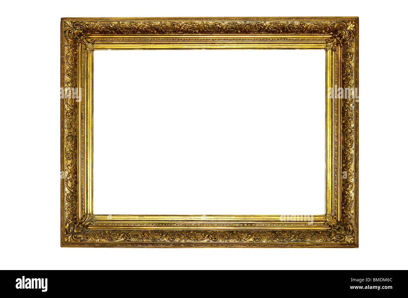 Gold picture frame in the Renaissance style. Stock Photo