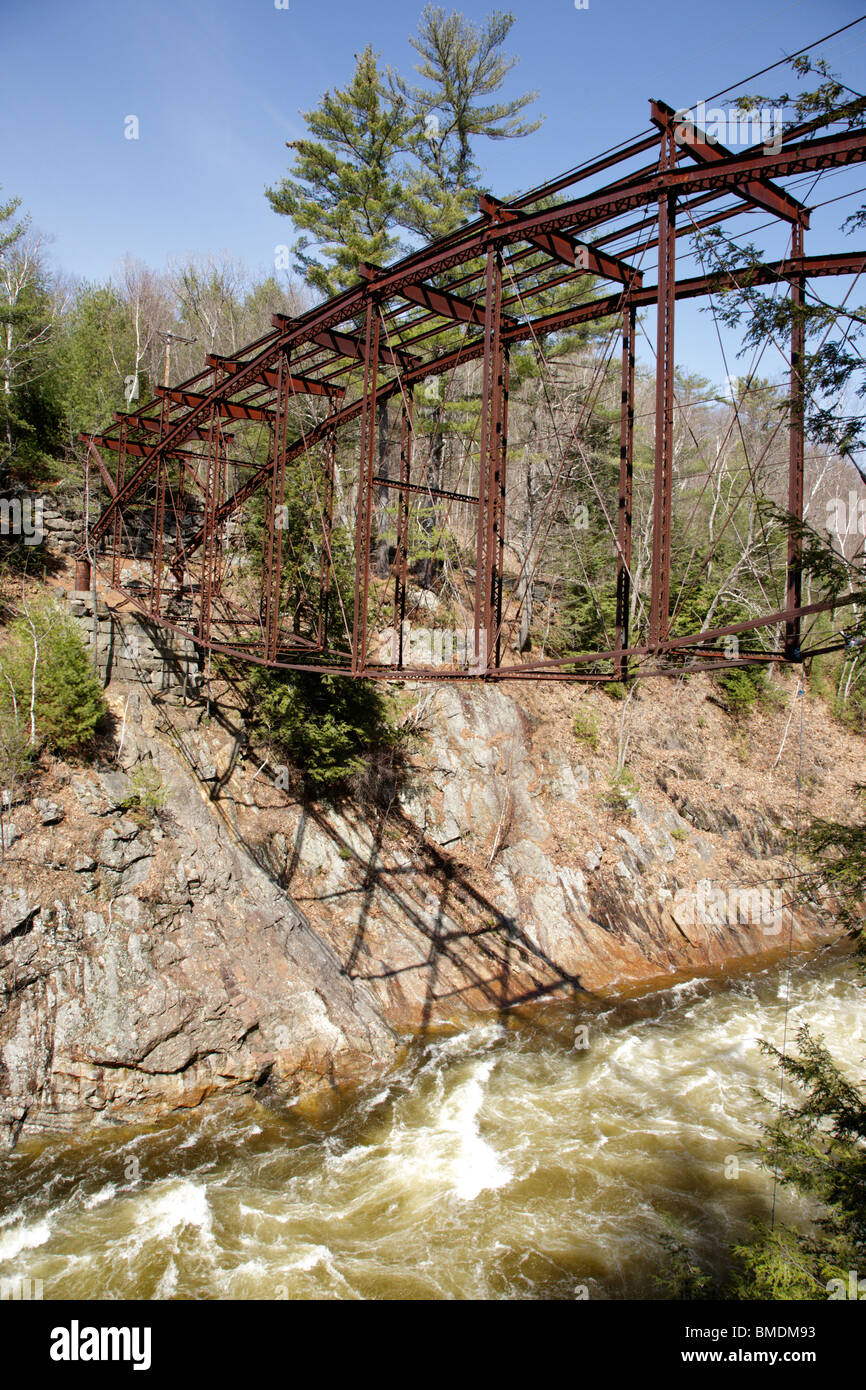 Remnants of the “Pumpkin Seed Bridge” at Livermore Falls in Campton