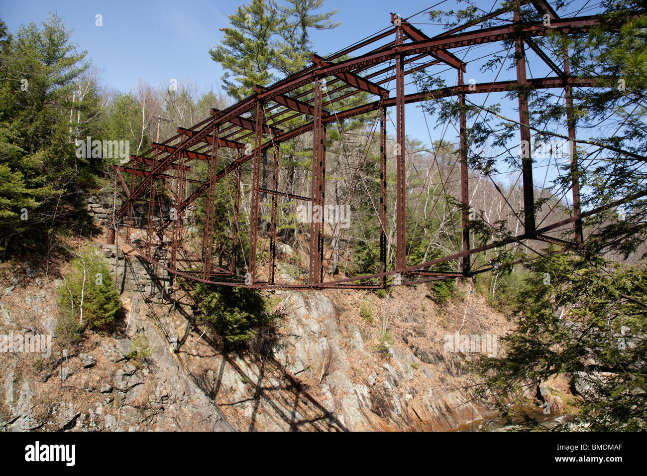 Remnants of the “Pumpkin Seed Bridge” at Livermore Falls in Campton