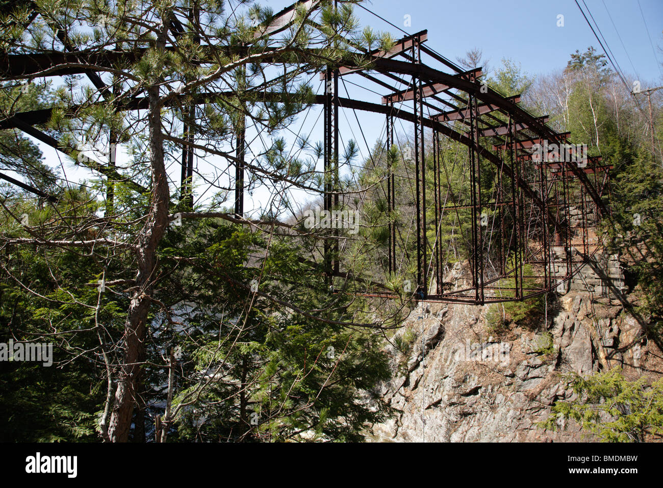 Remnants of the “Pumpkin Seed Bridge” at Livermore Falls in Campton