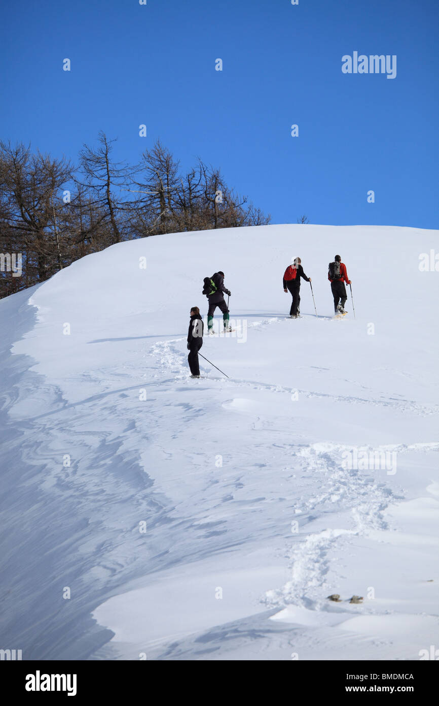 The snowed mountain summits of the Mercantour Stock Photo