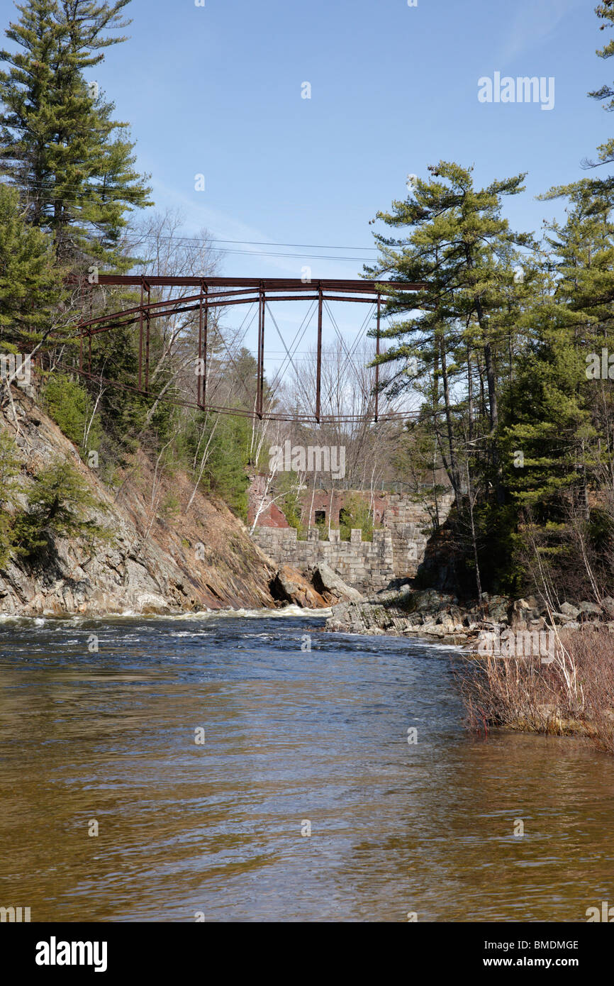 Remnants of the “Pumpkin Seed Bridge” at Livermore Falls in Campton