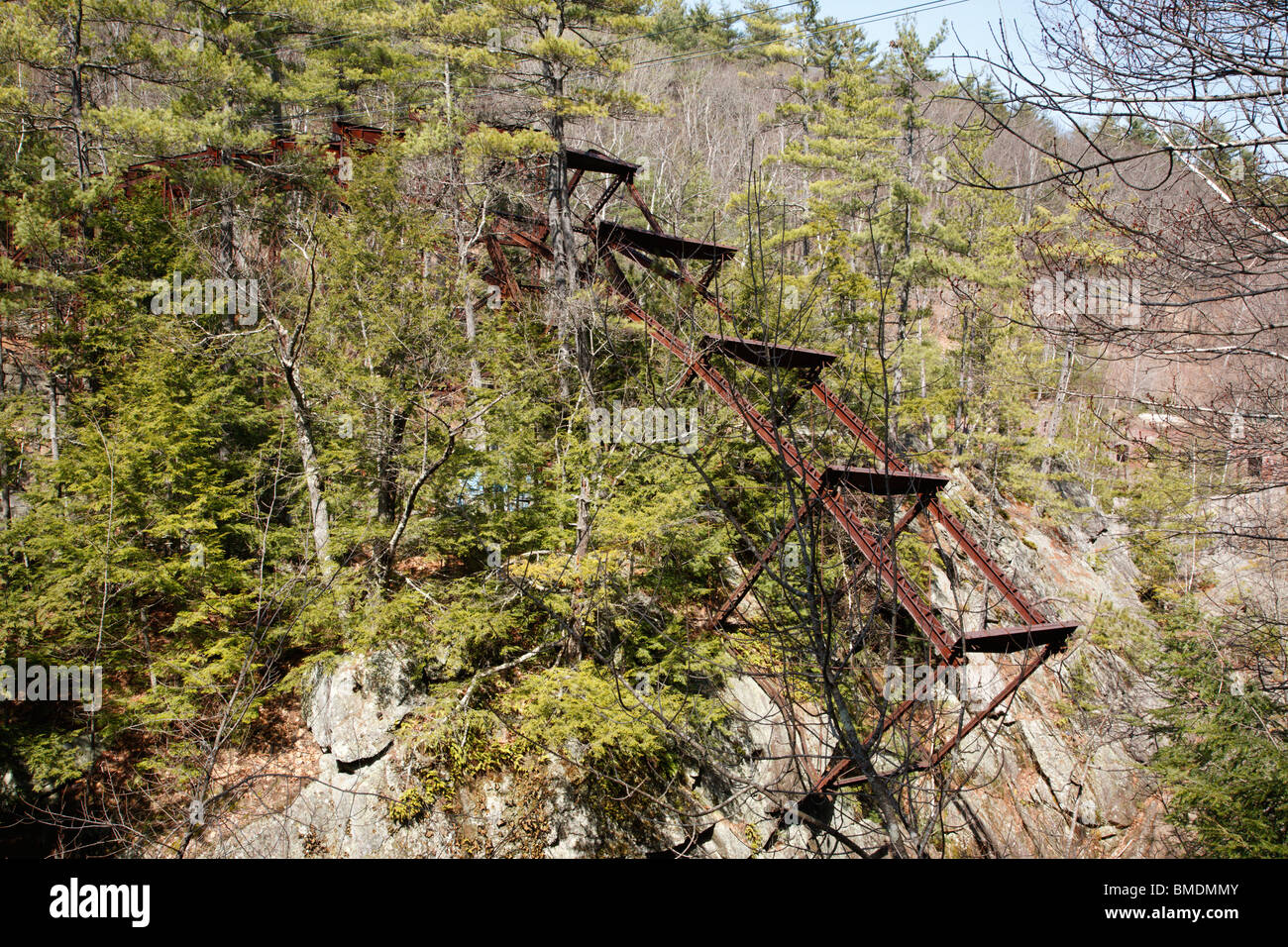 Remnants of the “Pumpkin Seed Bridge” at Livermore Falls in Campton