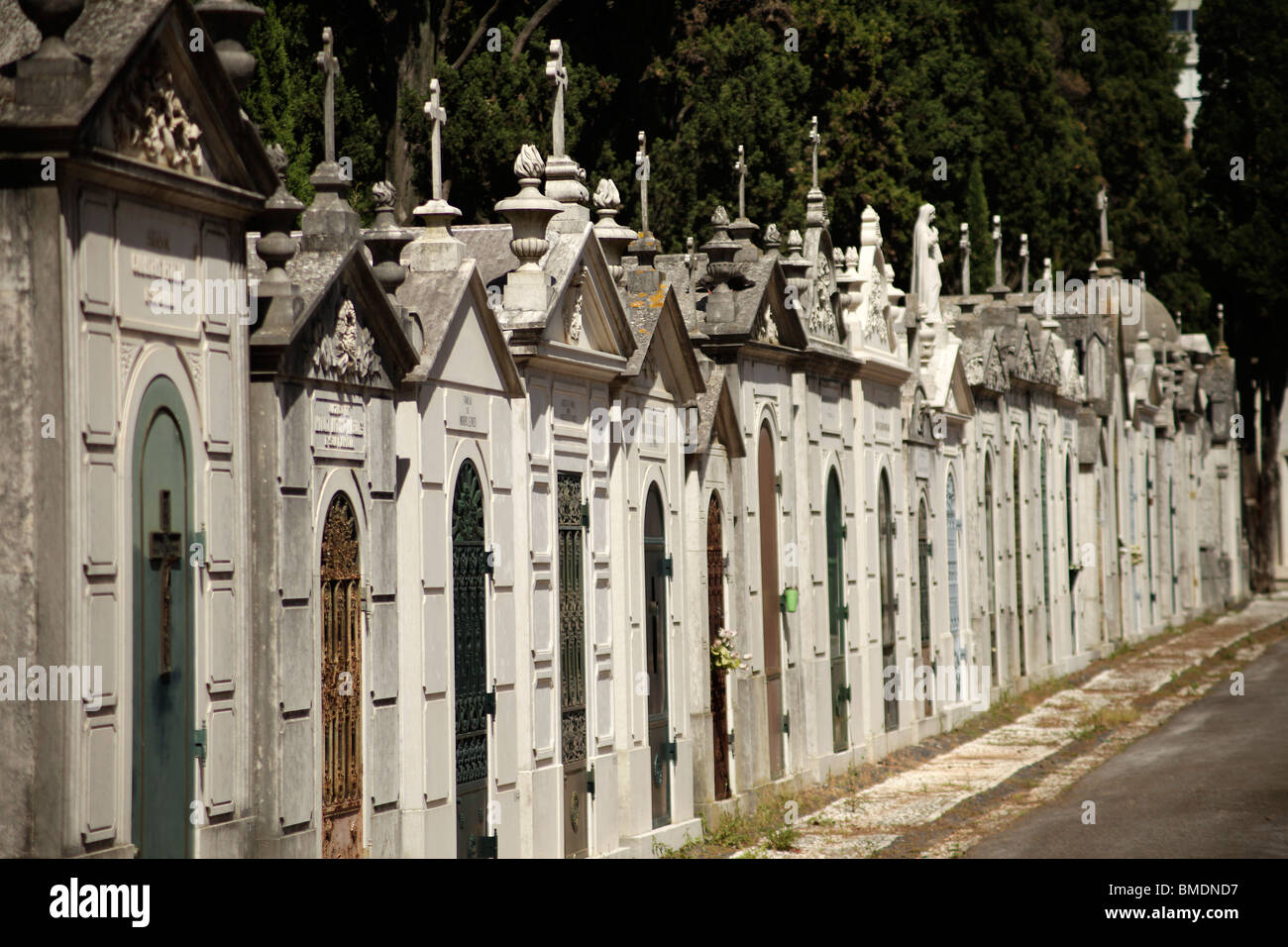 graves on the Prazeres Cemetery in Lisbon, Portugal, Europe Stock Photo
