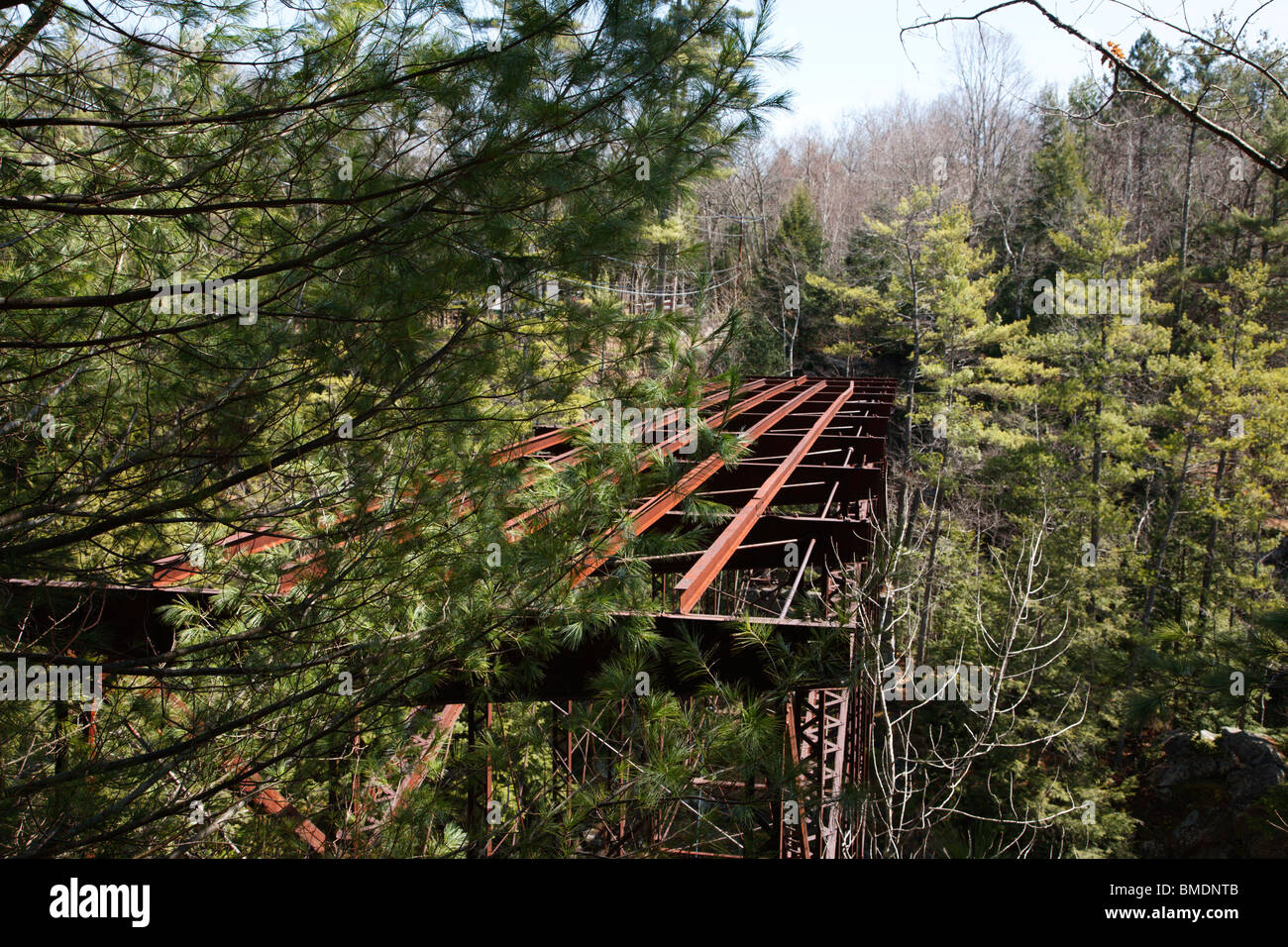 Remnants of the “Pumpkin Seed Bridge” at Livermore Falls in Campton