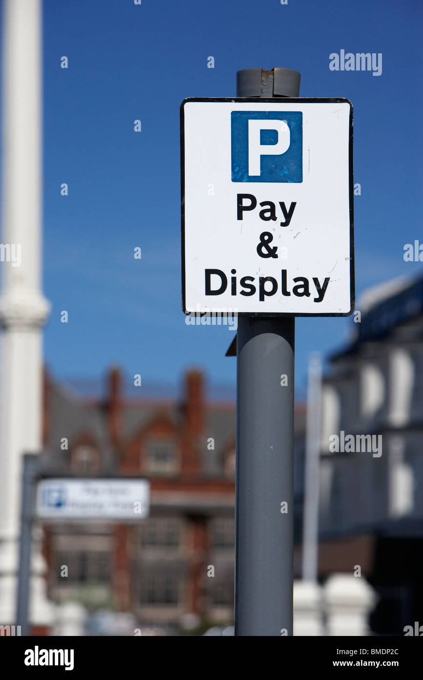pay and display on street parking sign southport merseyside england uk Stock Photo