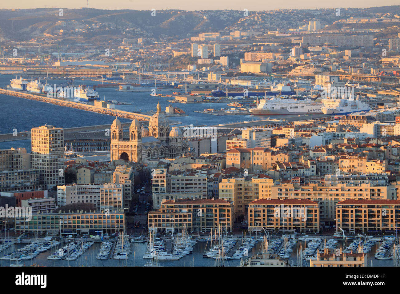 overview of the Marseille harbor Stock Photo