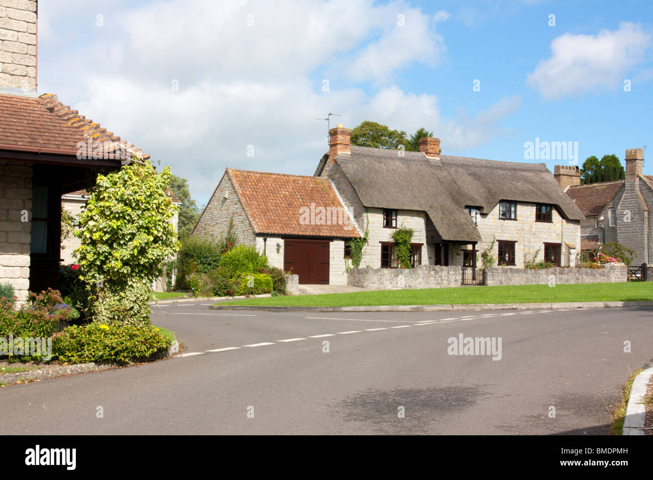 Thatched cottages at Curry Rivel Somerset England Stock Photo