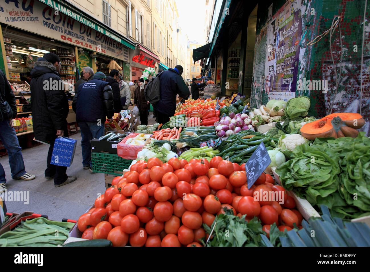 The popular Noailles market in the city of Marseille Stock Photo