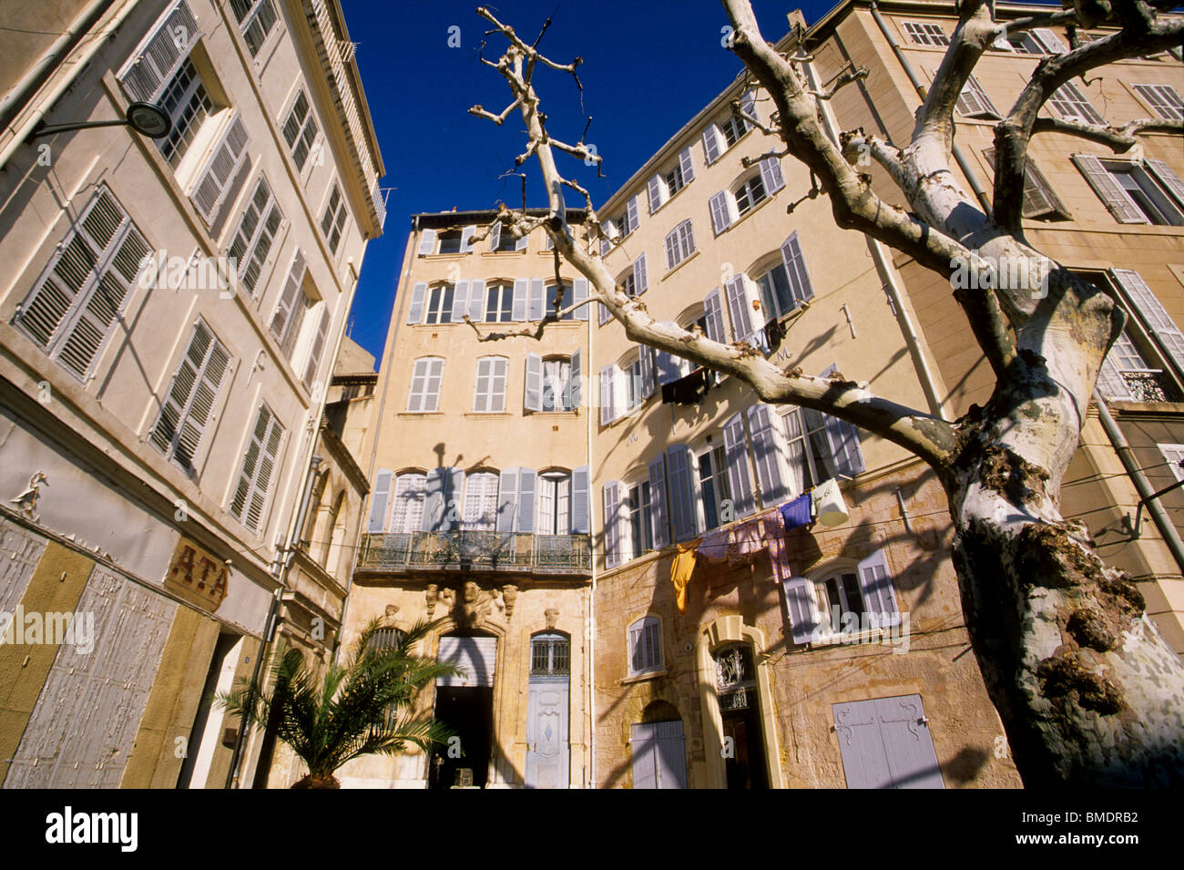 Picturesque housing into the district of Marseille called 'Le Panier' Stock Photo