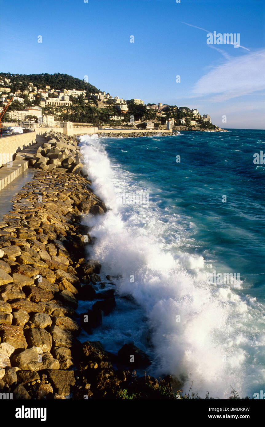 Rough sea in Nice Stock Photo