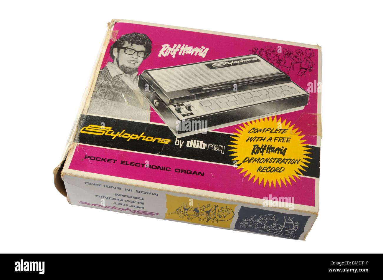 Box for the original 1960's stylophone electronic instrument Stock Photo