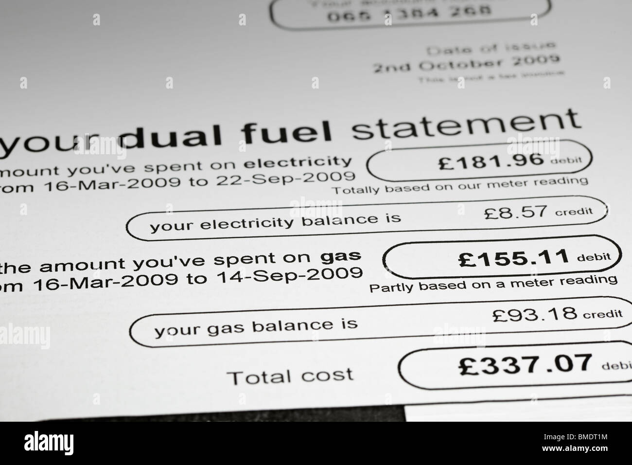 a uk gas and electricity bill Stock Photo