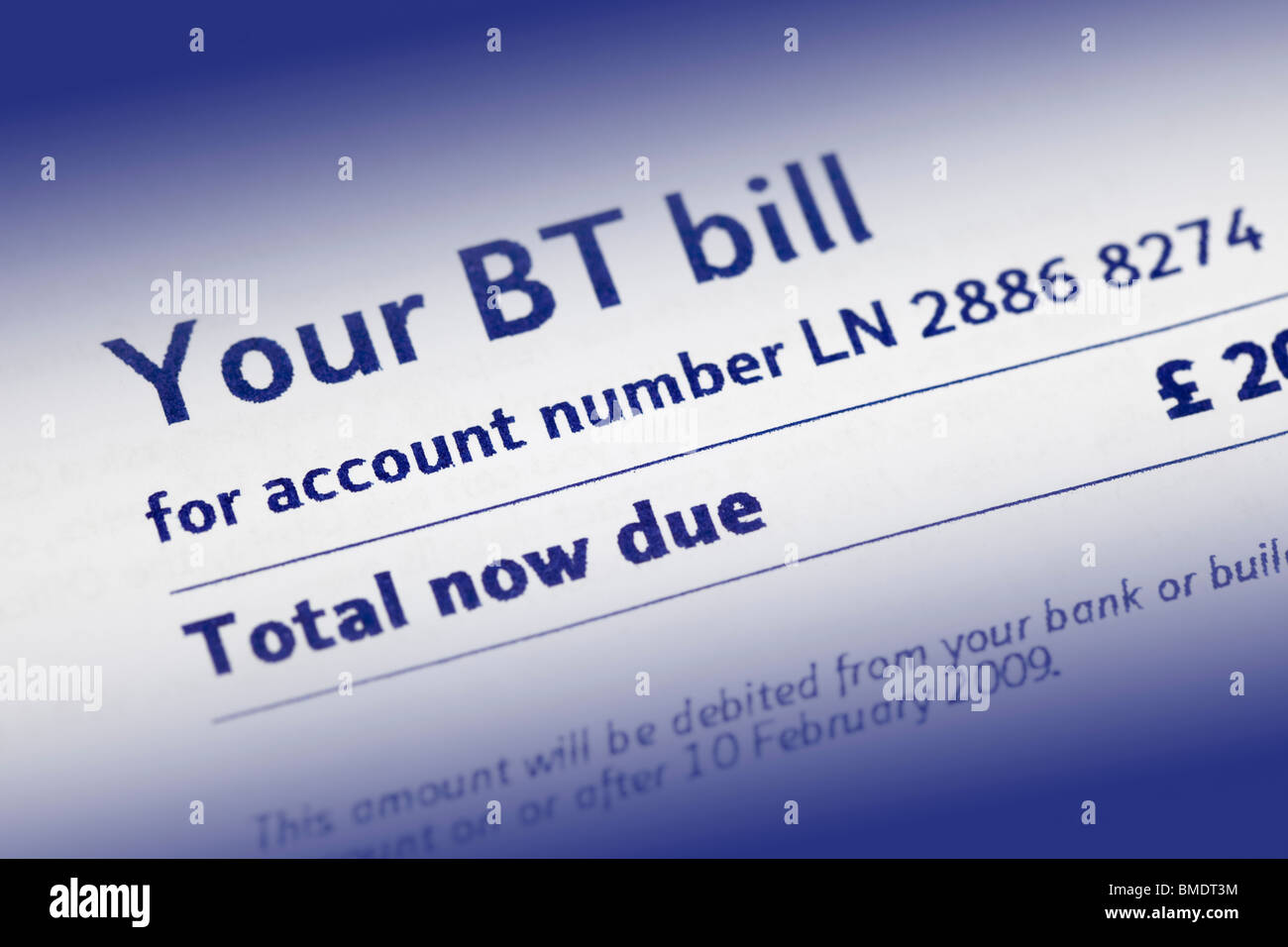 a Bt telephone bill Stock Photo