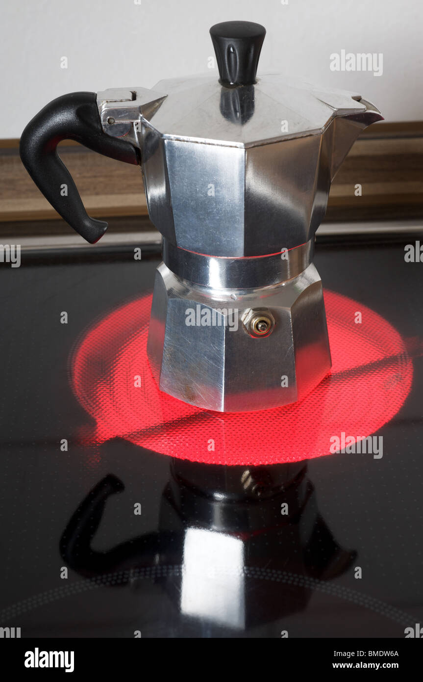 Coffee brewing on a electric hob Stock Photo Alamy