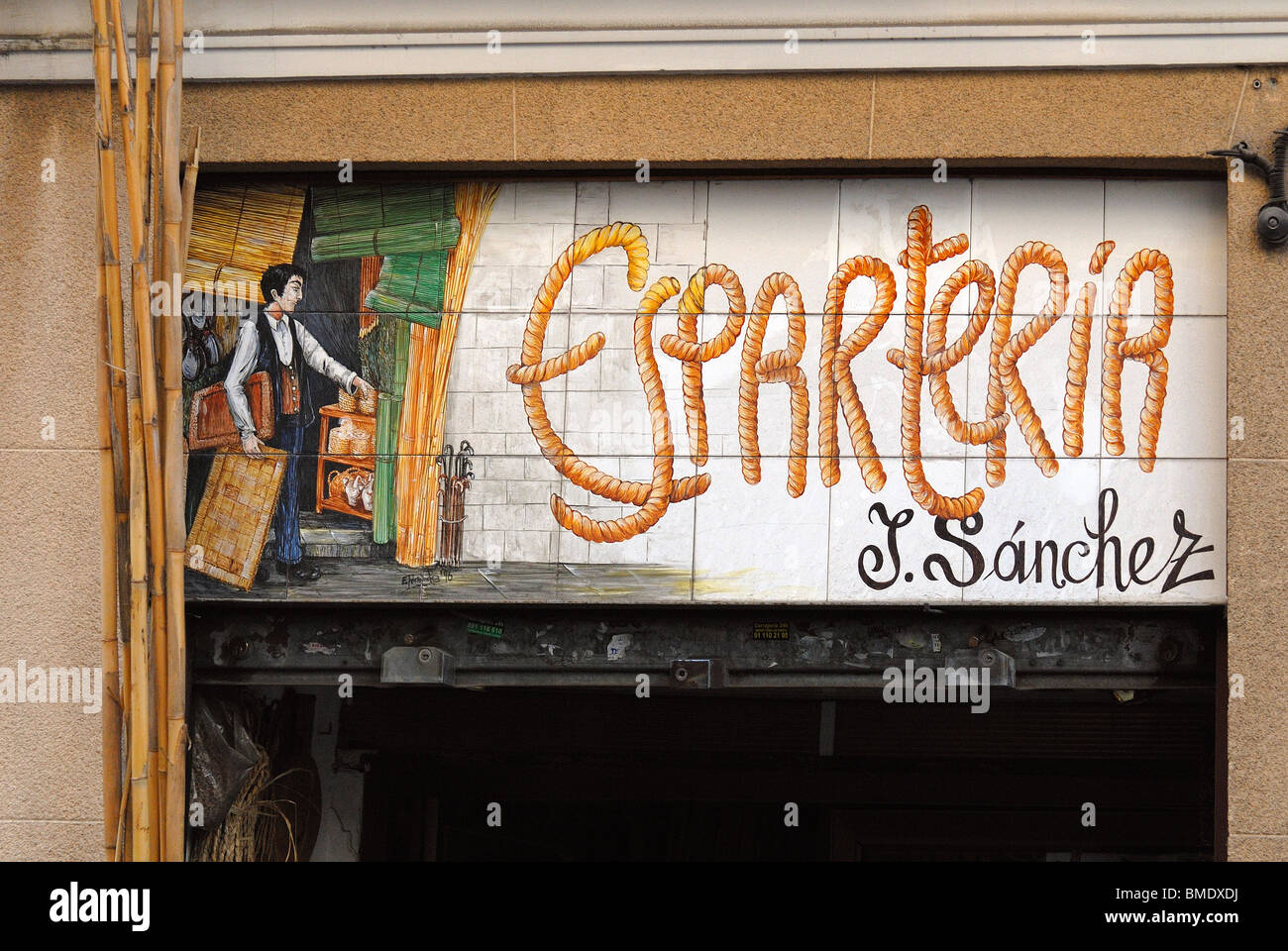 Madrid, Spain. Tiled sign of an Esparteria / maker of cane goods Stock Photo