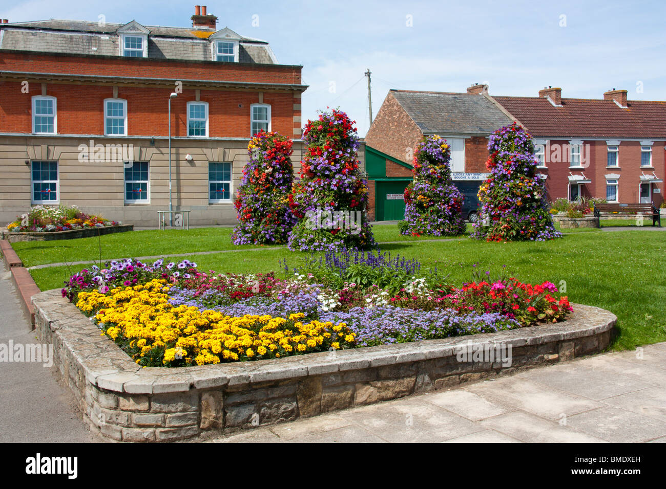 Flowers in public space, Highbridge Somerset England Stock Photo Alamy