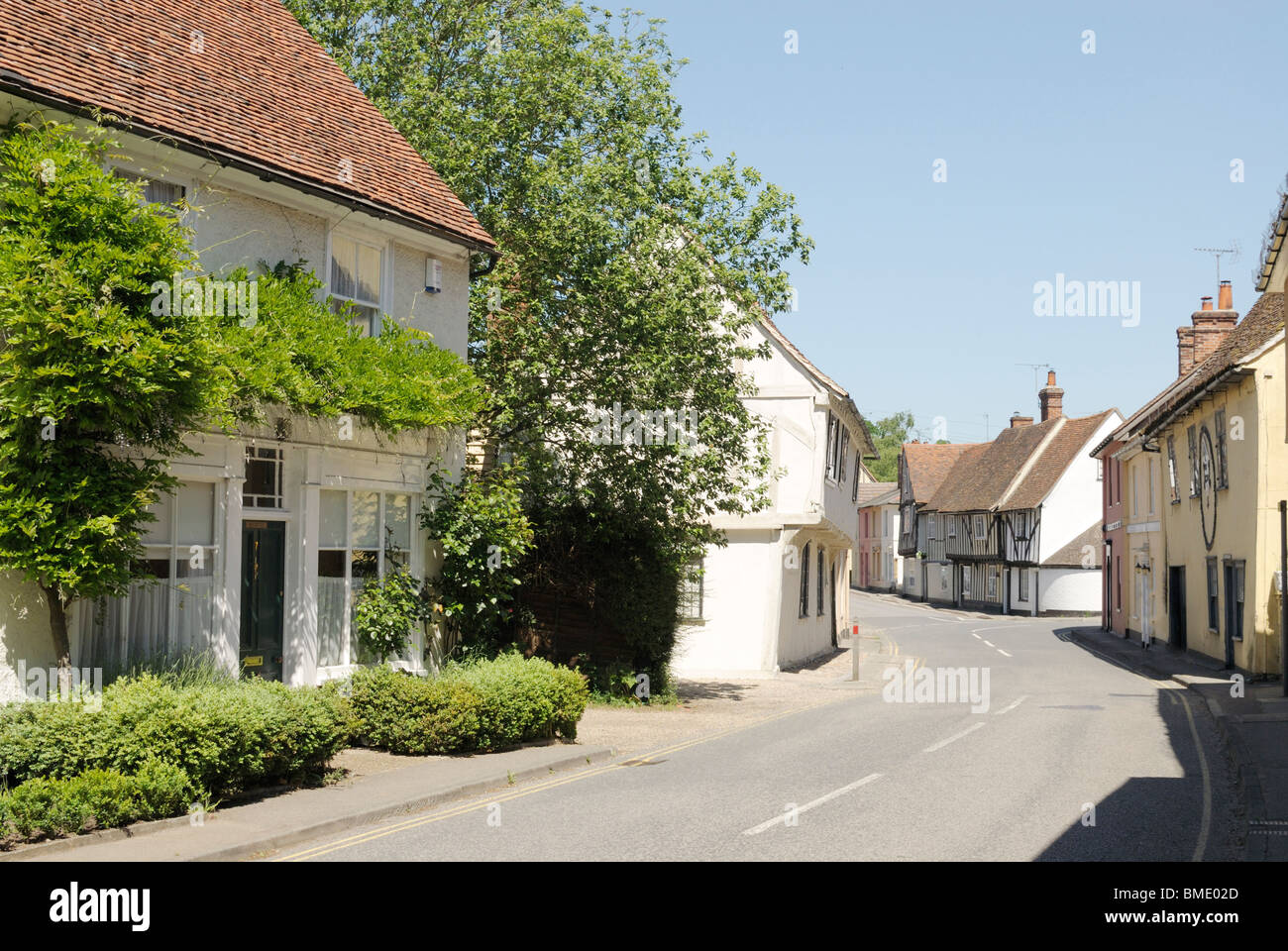 Houses alongside Bear Street, Nayland, Suffolk, England. Stock Photo