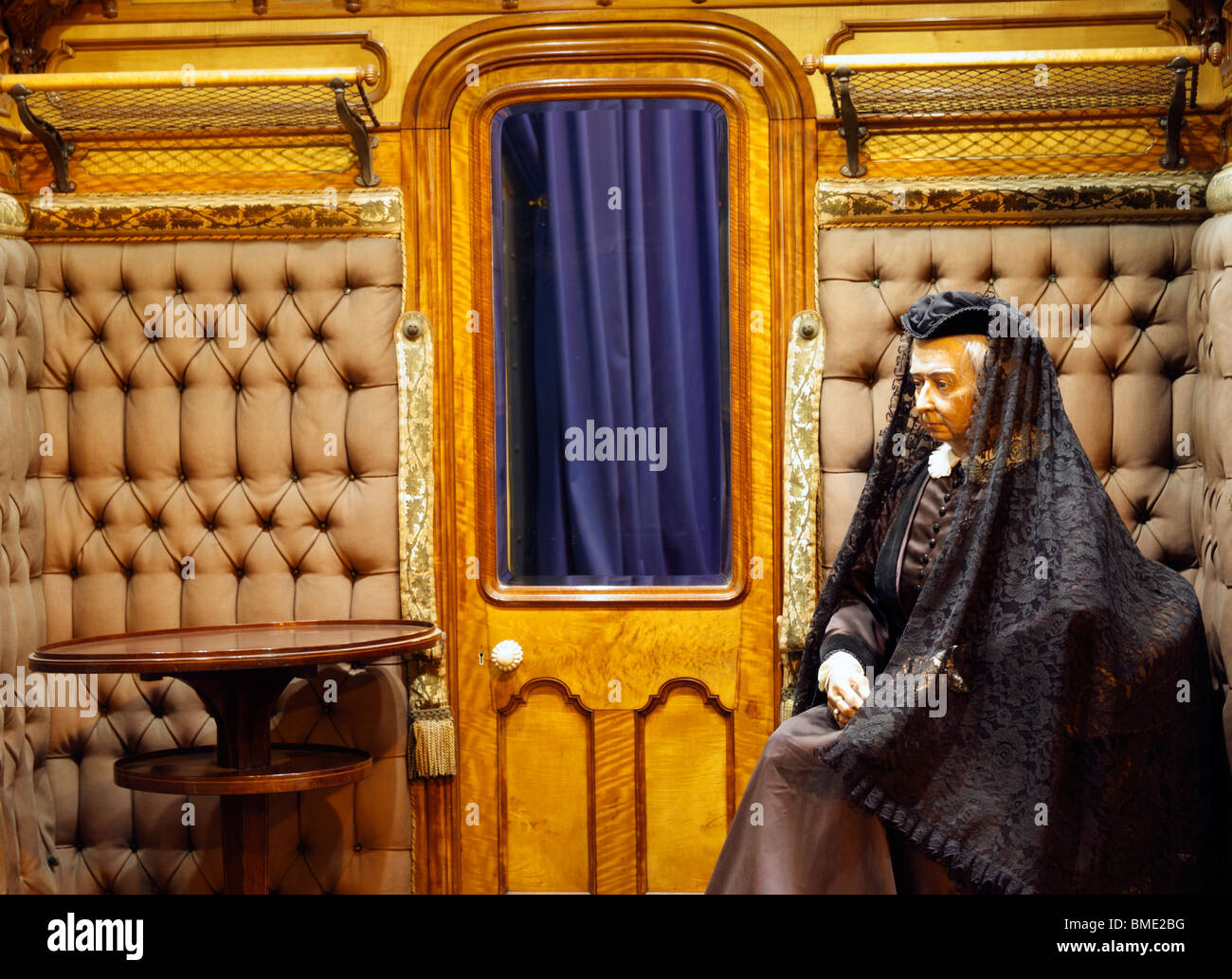 Statue of Queen Victoria in royal train carriage in The National