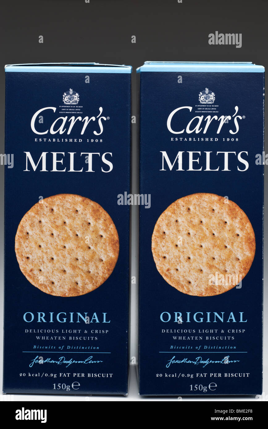 Two boxes of Carr's original melts wheaten biscuits Stock Photo