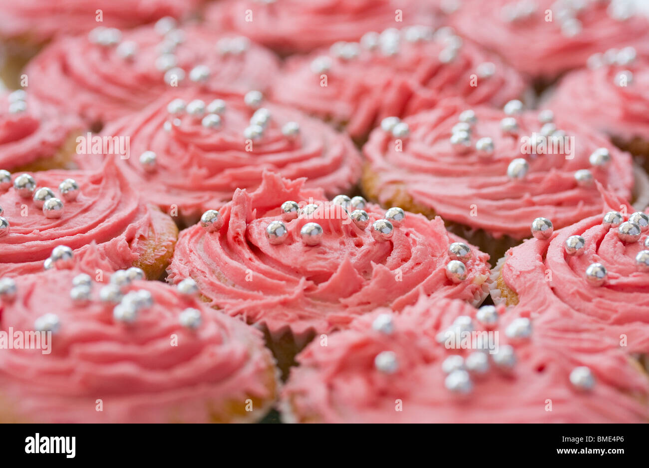 pink fairy cakes Stock Photo