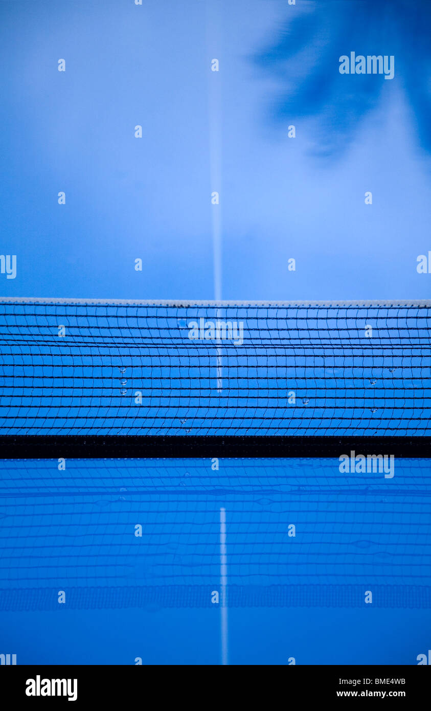 Abstract blue table tennis table in rain Stock Photo