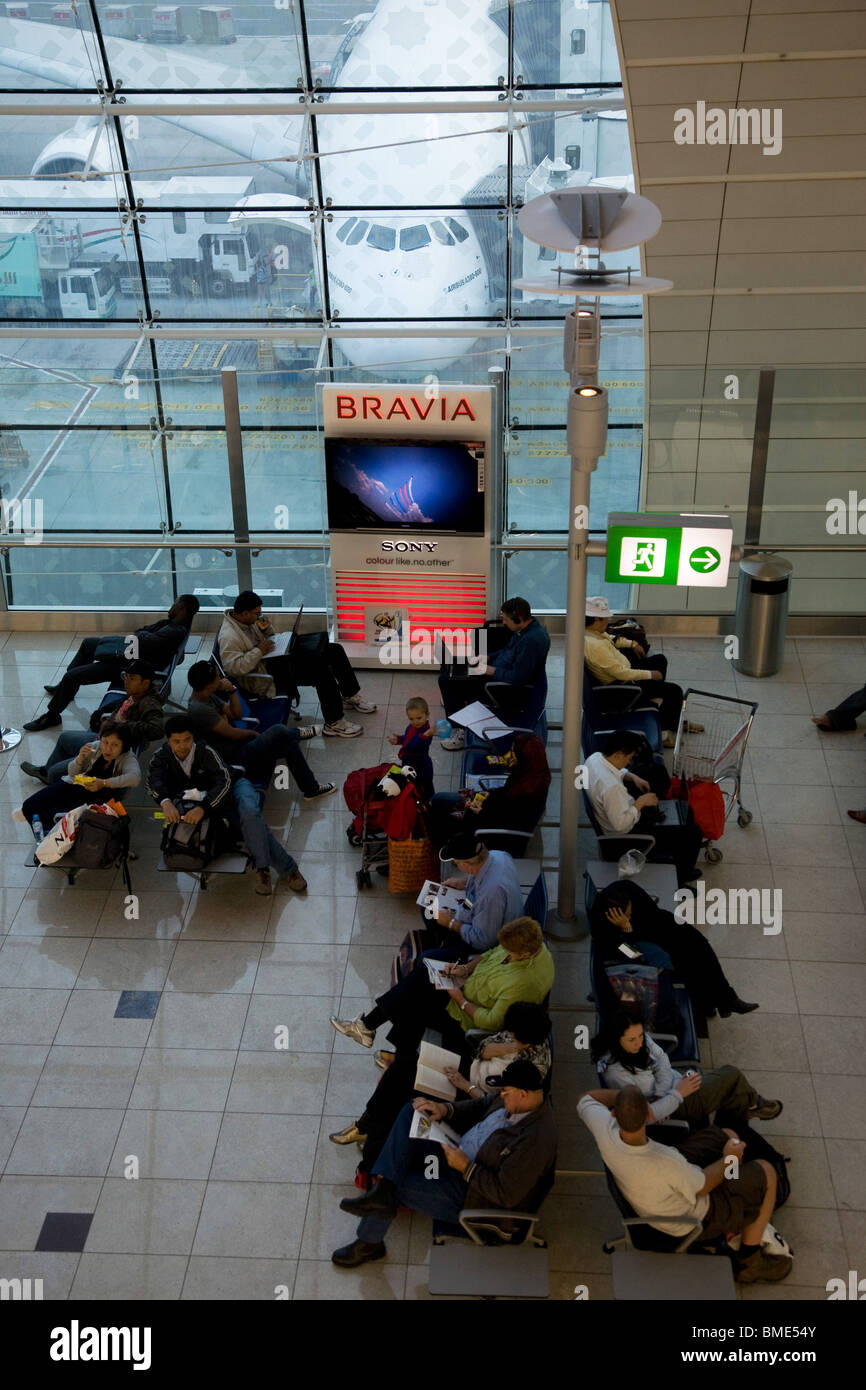 Emirates airline a380 departure gate dubai airport Stock Photo Alamy