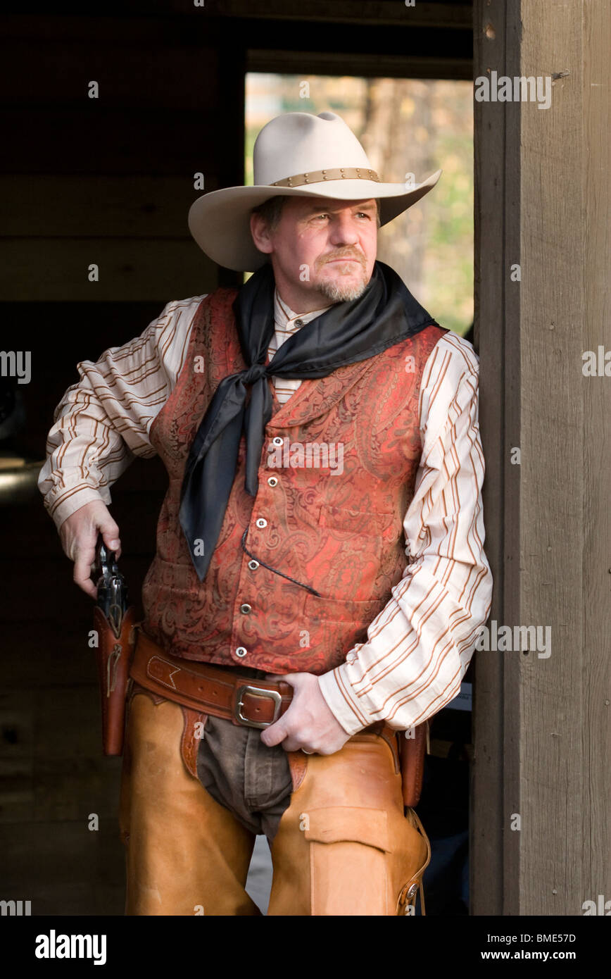 An American cowboy ready to defend his ranch. Stock Photo