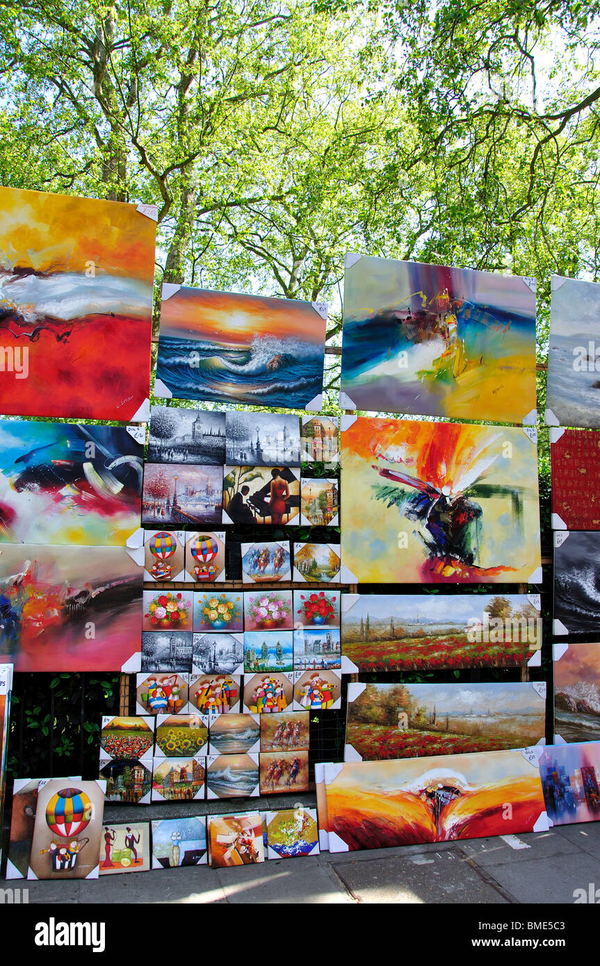 Art displays outside Green Park, City of Westminster, Greater London