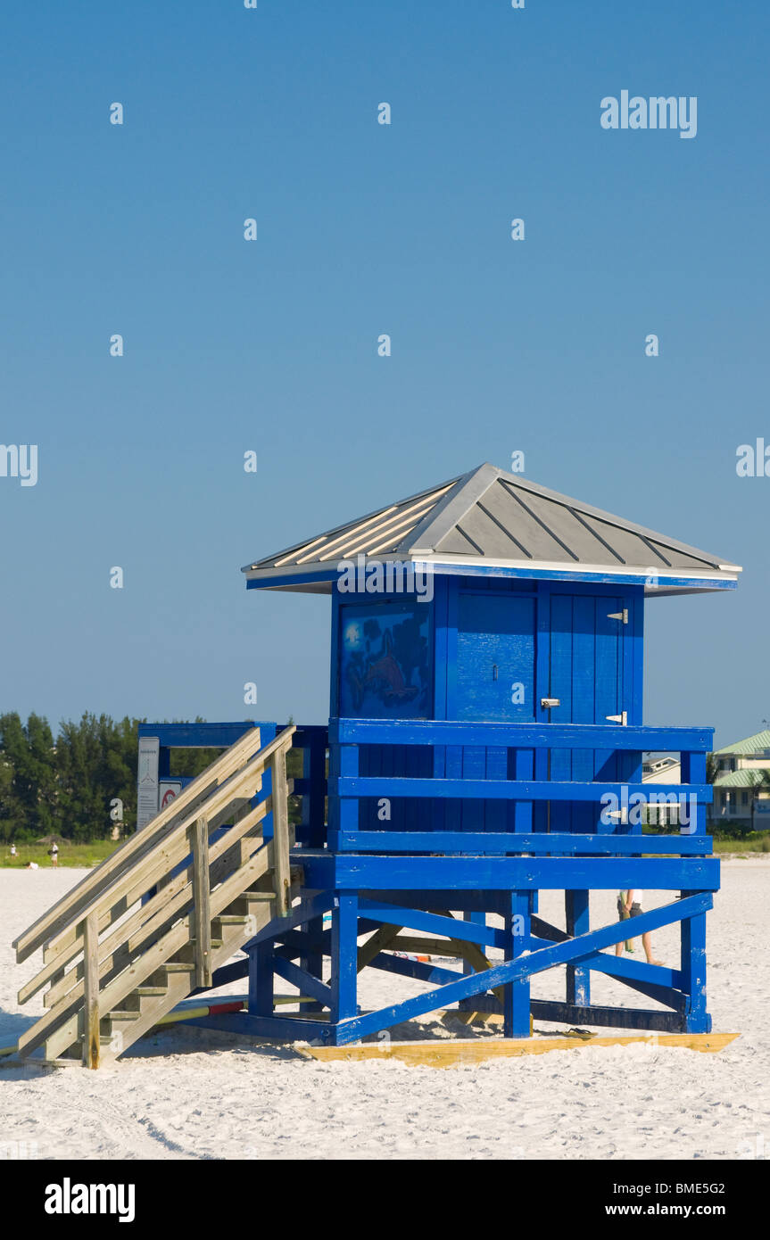 Siesta Key Florida Blue Colorful Life Guard Stand On White Sand