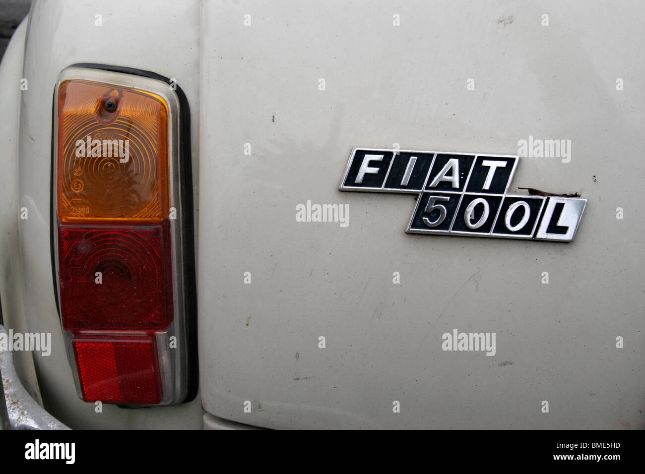 Spot on Fiat 500, old vintage car made in Italy.. Stock Photo