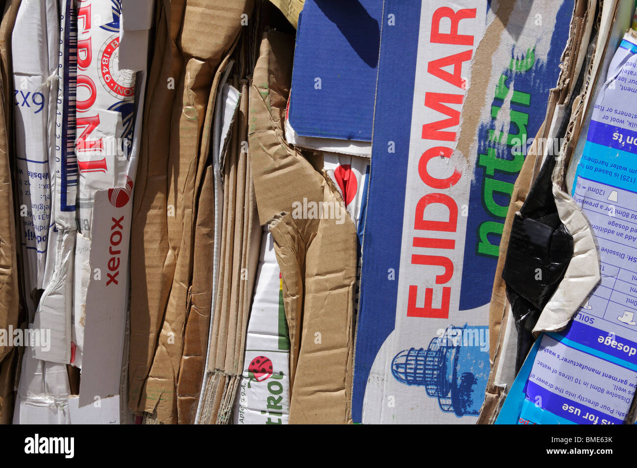 Close-up of waste cardboard stack awaiting recycling Stock Photo - Alamy