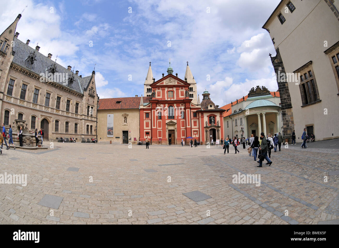 View on St. George's Basilica at Prague Castle,  Prague, Czech Republic, East Europe Stock Photo