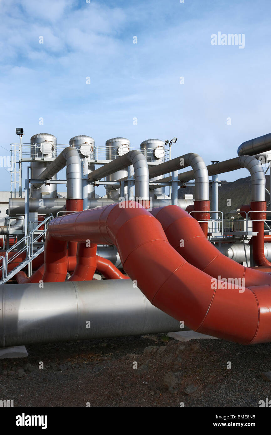 Pipe of geothermal power station Stock Photo Alamy