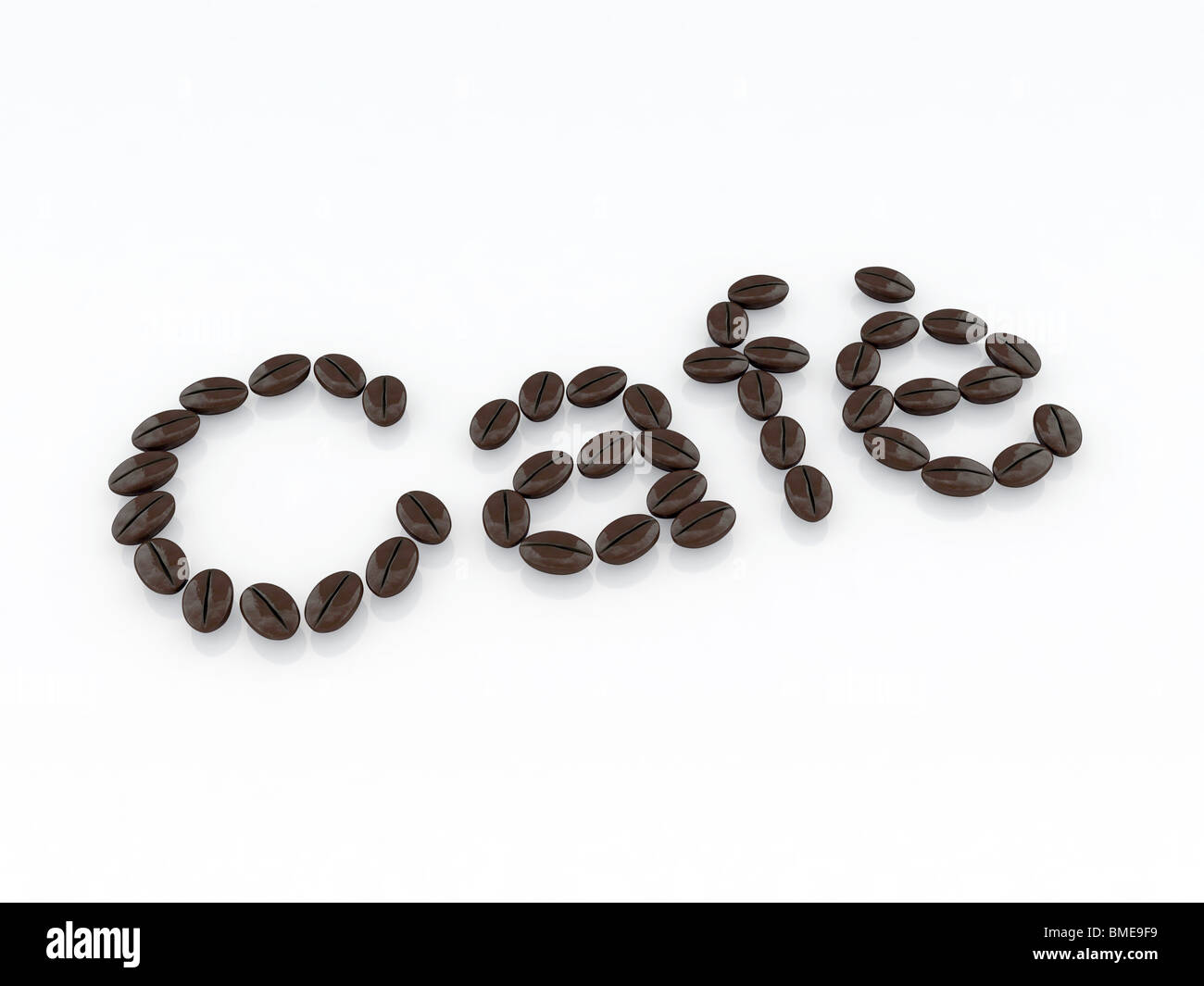 cafè written with coffee beans Stock Photo